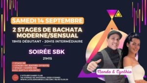 Stages Cours Bachata Fusion Moderne Sensuelle Et Soirée Salsa Bachata Kizomba à L'atelier Eysines Boreaux Cub 14 Septembre 2024